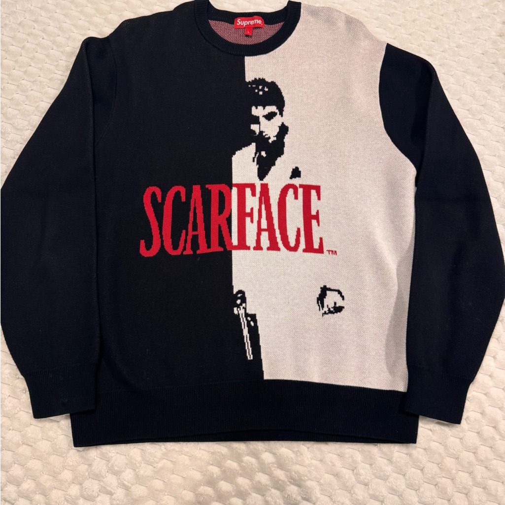Supreme Scarface Black And Gray Crewneck Sweater